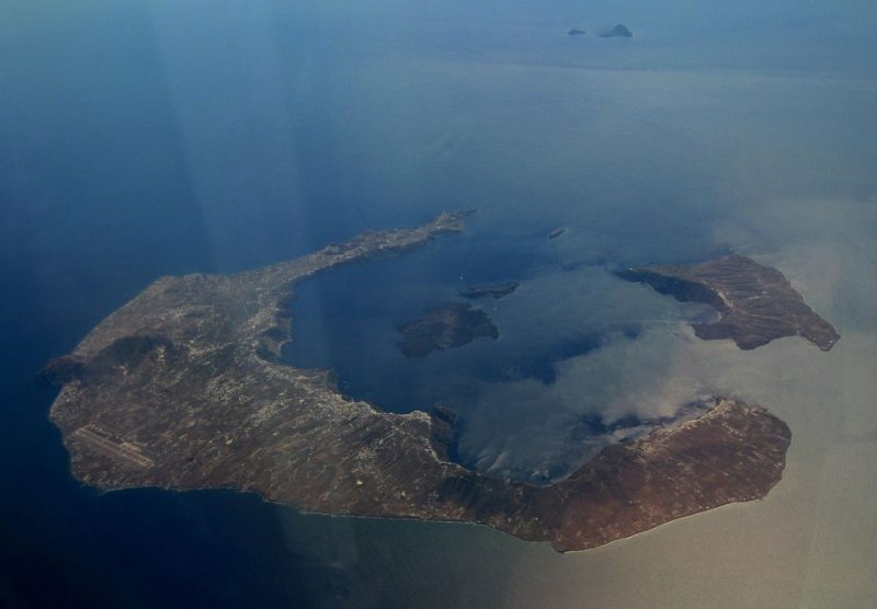 Santorini Island from the plane
